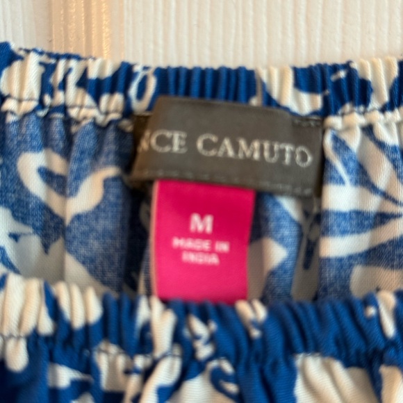 Vince Camuto Blue and White Floral Tie-Front Blouse - Picture 3 of 5